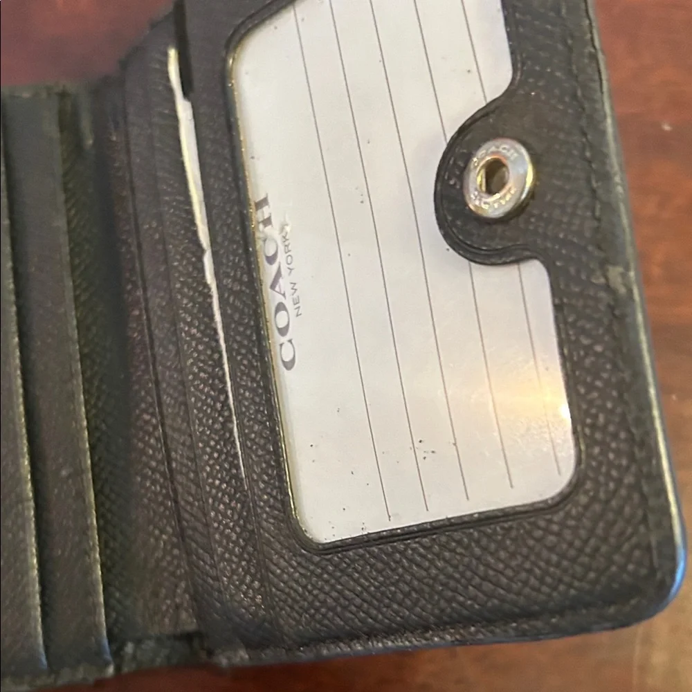 Coach Brown/Black Signature Small Wallet with Metal Plaque